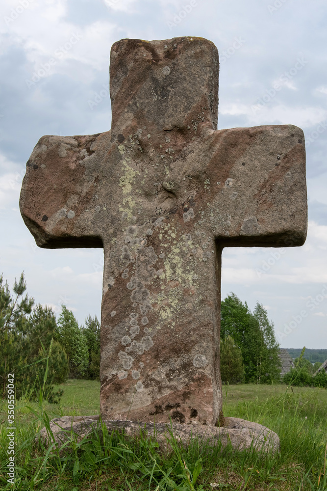 Road cross of the XII century on the route from the Varangians to the Greeks. Vicinities of Novinka village (Tver Oblast), Sterzh Lake (Upper Volga Region), Russia. Road cross of the XII century on the route from the Varangians to the Greeks. Vicinities of Novinka village (Tver Oblast), Sterzh Lake (Upper Volga Region), Russia.