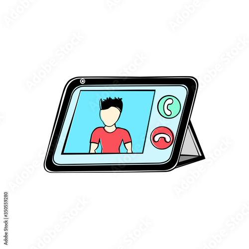 fitness trainer for video calling on the tablet
