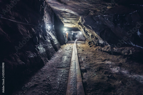 One of the corrirodrs of Cacica Salt Mine in Romania