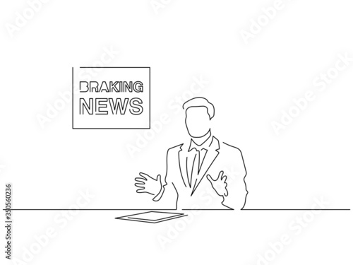 TV journalist isolated line drawing, vector illustration design.