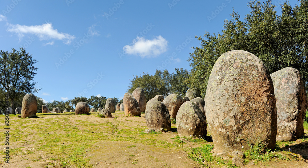 Cromlech of Almendres (Cromeleque dos Almendres) near Evora, Alentejo, Portugal, southern Europe