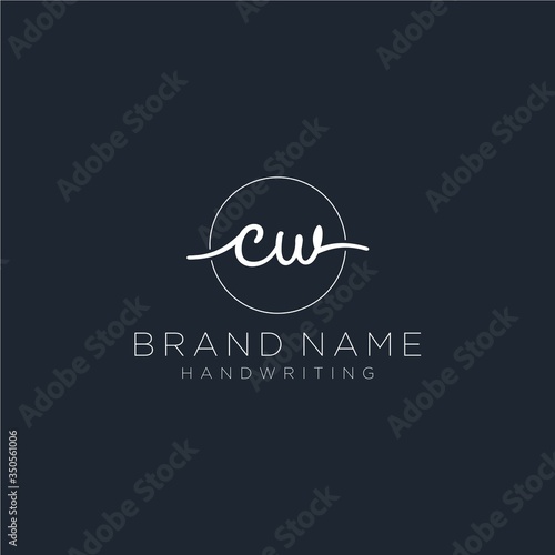 CW Initial handwriting logo vector