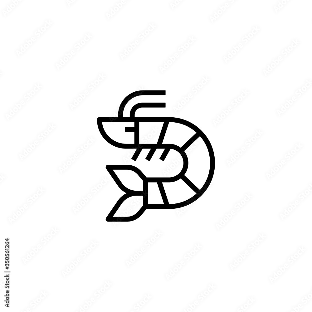 Shrimps vector icont in linear, outline icon isolated on white background Shrimps vector icont in linear, outline icon isolated on white background