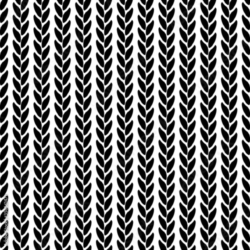 Seamless pattern with ears of wheat. Repeating leaves motif. Black and white simple background. Modern stylish geometric texture. Repeating leaves motif. Endless abstract design for wallpaper, prints
