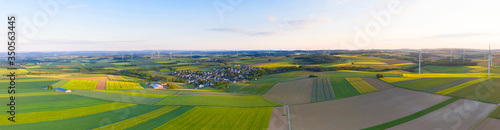 eifel landscape germany in the evening from above high definition panorama