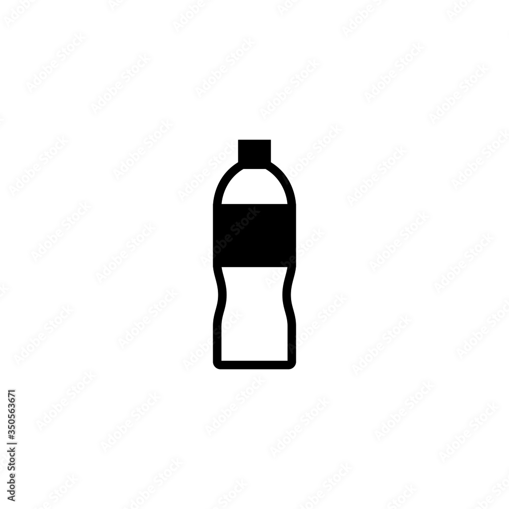 Plastic water bottle vector icon in black solid flat design icon isolated on white background Plastic water bottle vector icon in black solid flat design icon isolated on white background