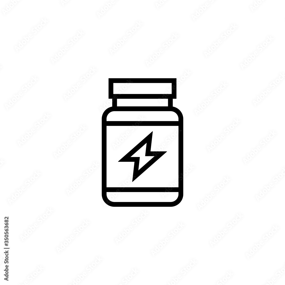 Protein container vector icon in linear, outline icon isolated on white background Protein container vector icon in linear, outline icon isolated on white background