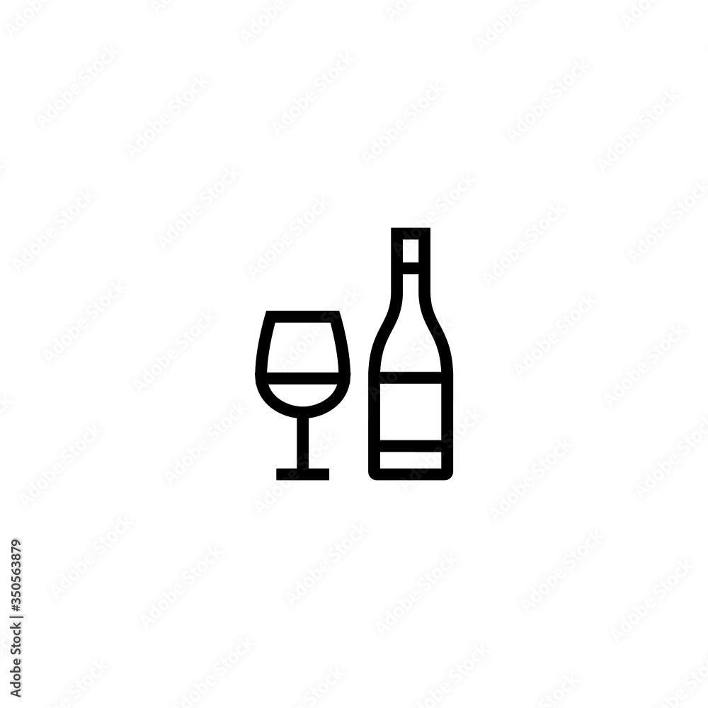 Wine vector icon in linear, outline icon isolated on white background Wine vector icon in linear, outline icon isolated on white background