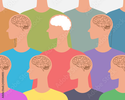 Drawing various people with different brain patterns. Concept design vector illustration for Website Icon, Social Media, Blog Post
