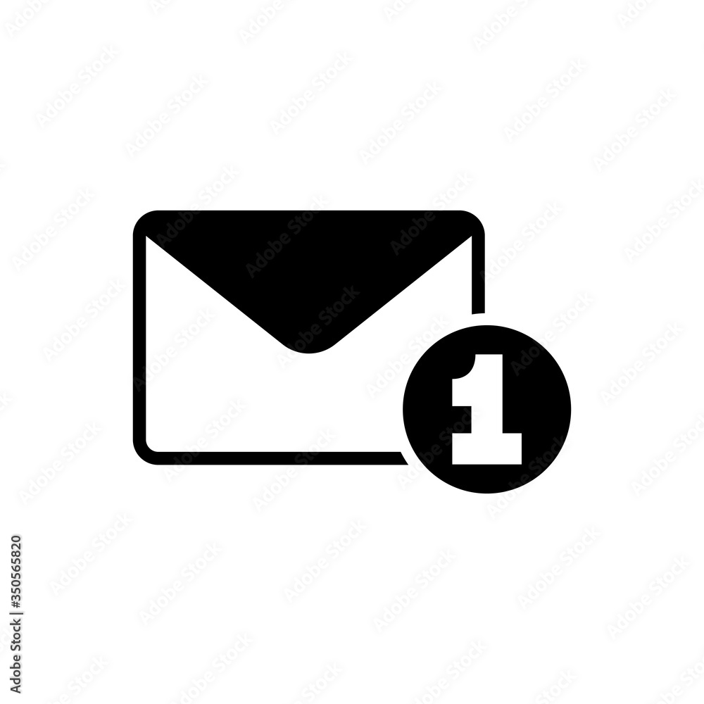 Letter with One Counter Notification, Spam, Dispatch, Delivery Flat Vector Icon Letter with One Counter Notification, Spam, Dispatch, Delivery Flat Vector Icon