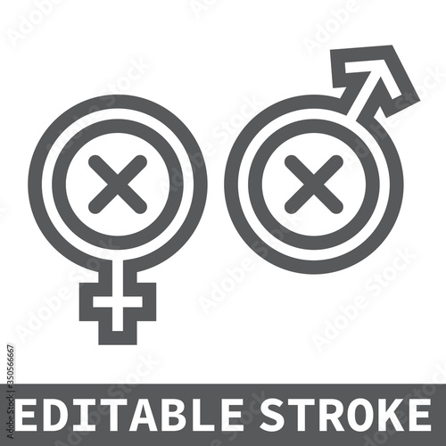 Biphobia line icon, lgbt and pride, discrimination sign vector graphics, editable stroke linear icon, eps 10.