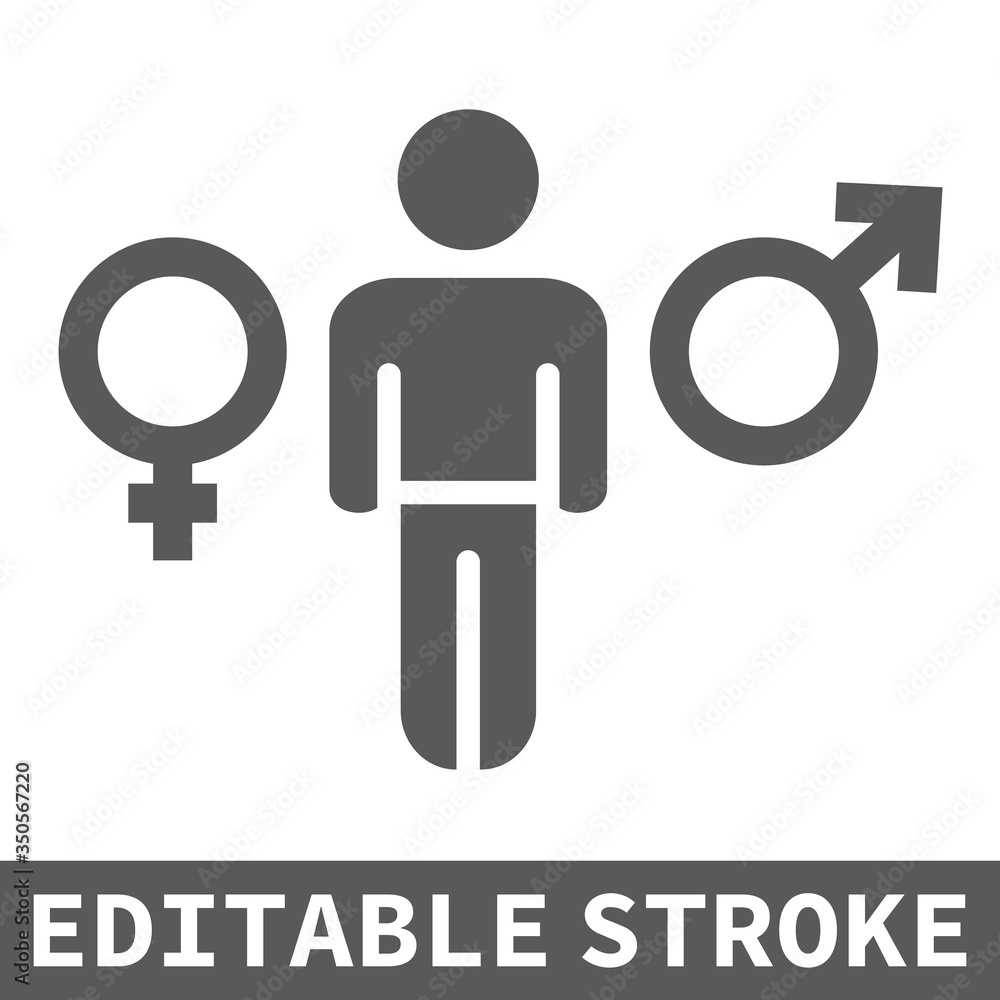Gender identity glyph icon, lgbt and pride, person sign vector graphics, editable stroke solid icon, eps 10. Gender identity glyph icon, lgbt and pride, person sign vector graphics, editable stroke solid icon, eps 10.