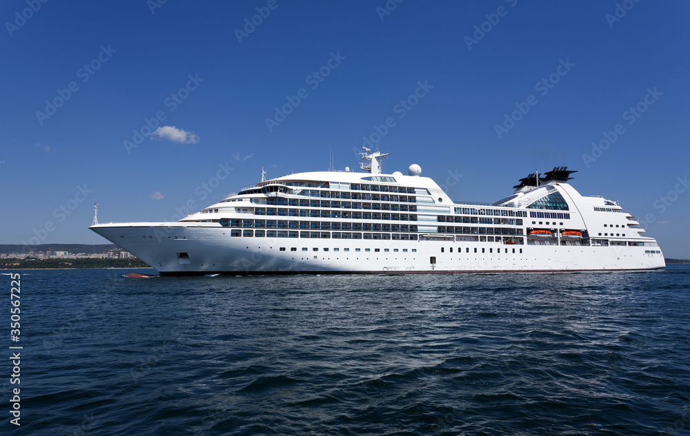 Cruise ship enters the port of Varna, Bulgaria.