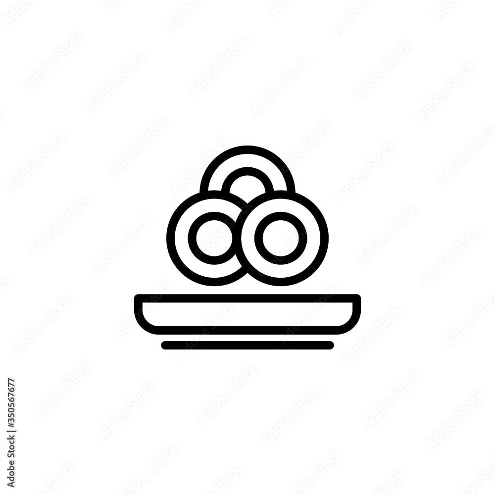 Onion rings vector icon in linear, outline icon isolated on white background Onion rings vector icon in linear, outline icon isolated on white background