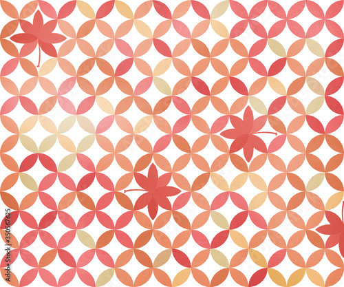 七宝・赤紅葉柄 バナー背景（336：280）手描き風・背景白 〔JPG〕