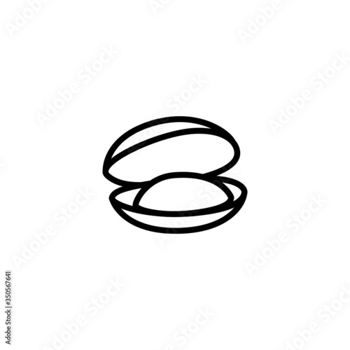 Mussel vector icon in linear, outline icon isolated on white background