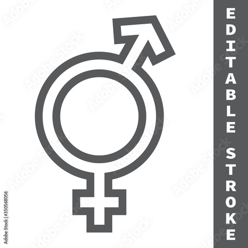 Transgender line icon, lgbt and transsexual, bisexual sign vector graphics, editable stroke linear icon, eps 10.