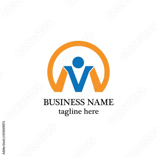 M Letter people logo business template vector icon
