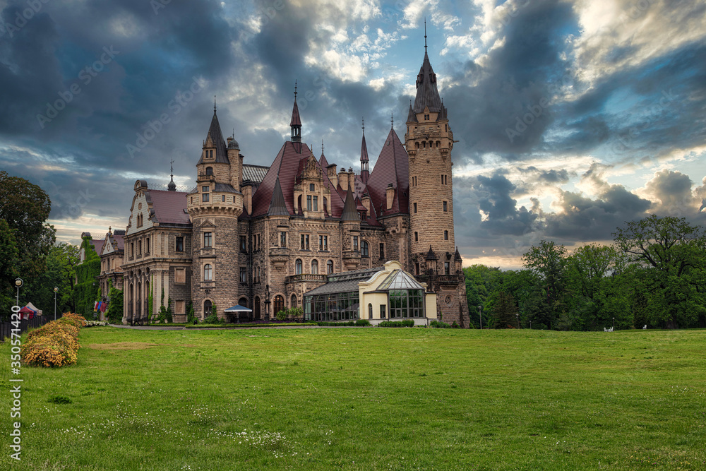 Castle in Moszna, near Opole, Silesia, Poland