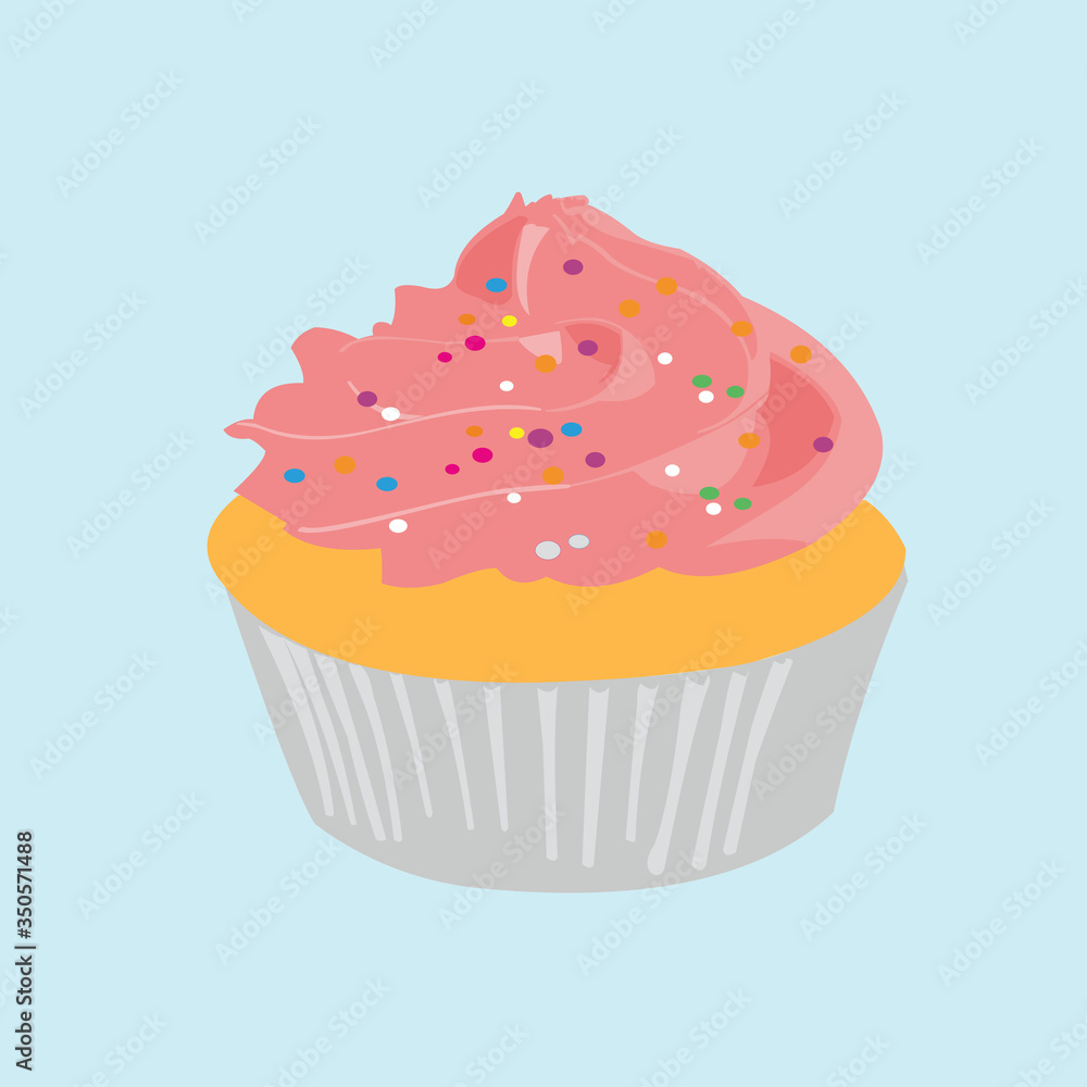 Illustration of cup cake that looks sweet and delicious Illustration of cup cake that looks sweet and delicious