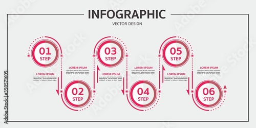 Business design tag label template Timeline business planing process with six step.