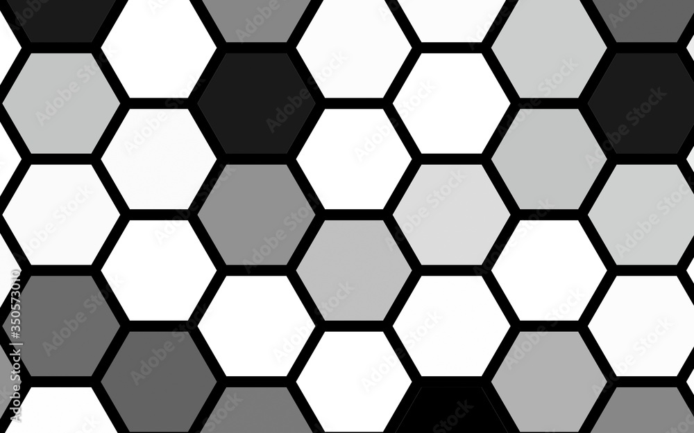 White honeycomb with a gradient color. Isometric geometry. 3D illustration White honeycomb with a gradient color. Isometric geometry. 3D illustration