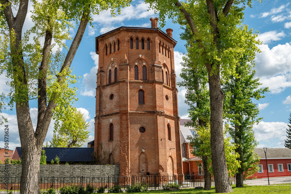 Naklejka premium The old water tower of the Oldenburg Palace complex in the village of Ramon, Voronezh region. Russia.