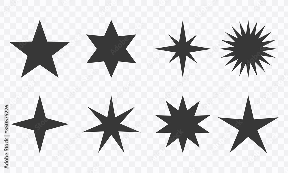 Star set vector isolated on translucent background. Star set vector isolated on translucent background.