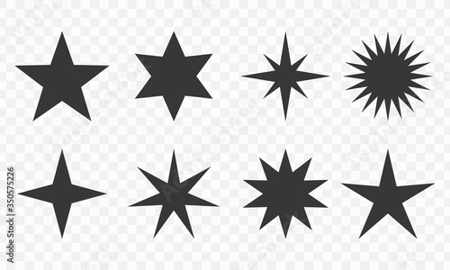 Star set vector isolated on translucent background.