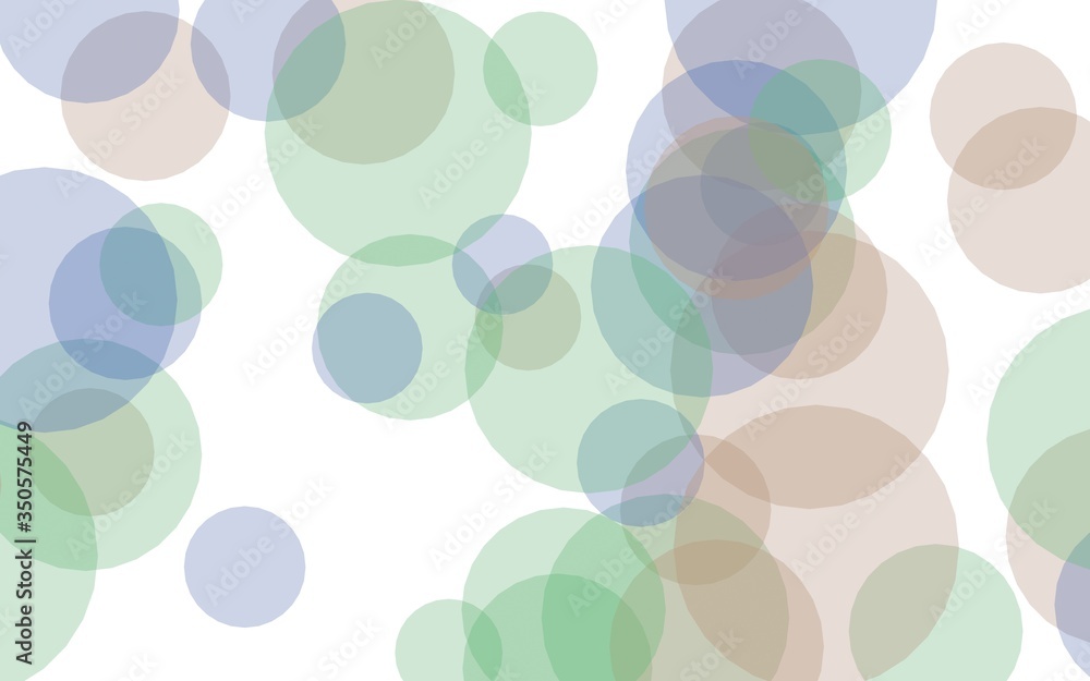 Multicolored translucent circles on a white background. Green tones. 3D illustration Multicolored translucent circles on a white background. Green tones. 3D illustration