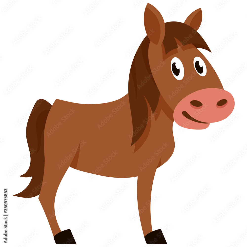 Standing funny foal. Farm animal in cartoon style. Standing funny foal. Farm animal in cartoon style.