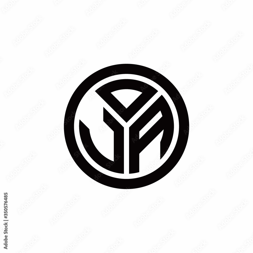 JA monogram logo with circle outline design template JA monogram logo with circle outline design template