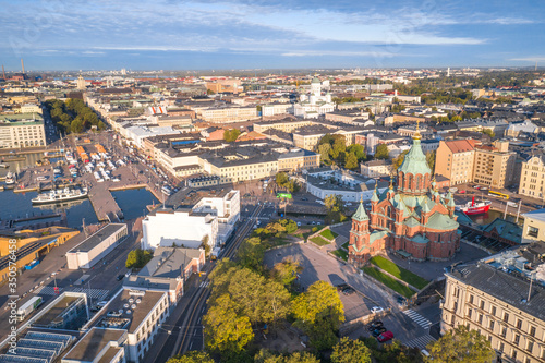 Uspenski Cathedral and Helsinki Cathedral in summer, Helsinki, Finland.