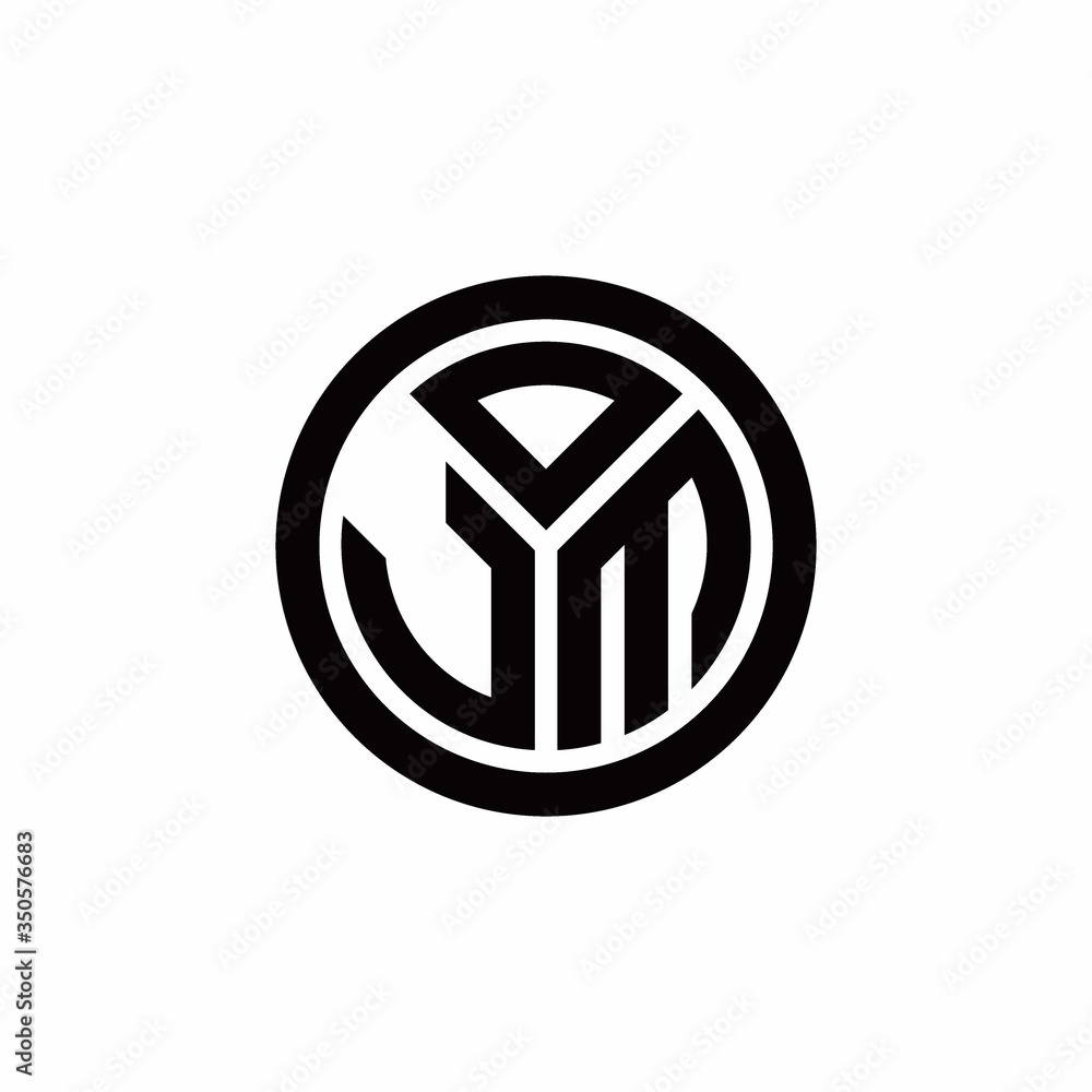 JM monogram logo with circle outline design template JM monogram logo with circle outline design template
