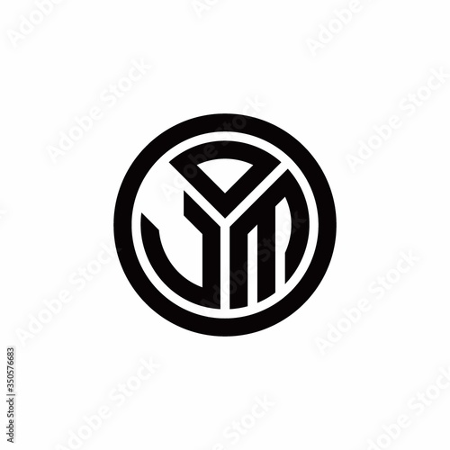 JM monogram logo with circle outline design template