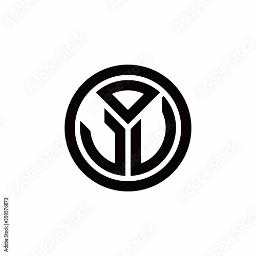 JV monogram logo with circle outline design template