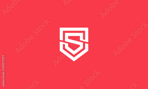 abstract letter s in the shield with outline or line art style . vector illustration eps10
