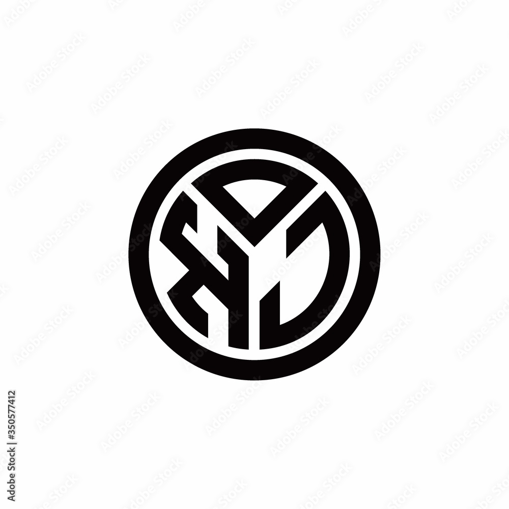 KJ monogram logo with circle outline design template KJ monogram logo with circle outline design template