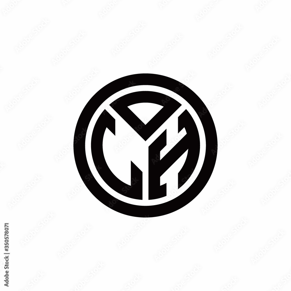 LH monogram logo with circle outline design template LH monogram logo with circle outline design template