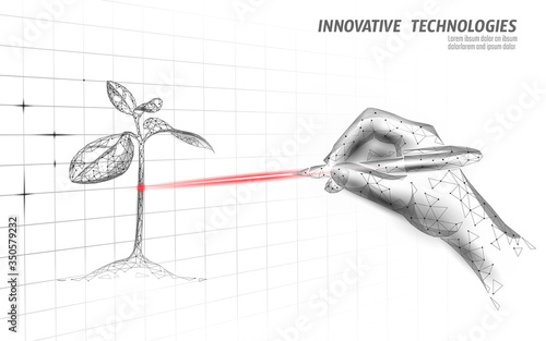 Plant laser analysis modern technology. Natural science research drugs nutrition supplement.Organic extracts pill vegetal essense health care. Vegan ration vector illustration