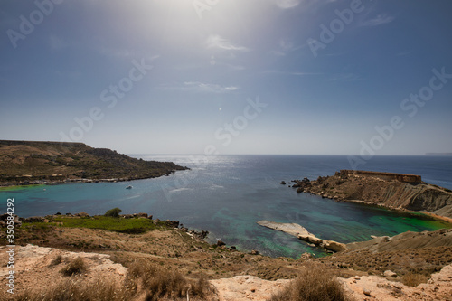Ghajn Tuffieha, Malta . The beautiful Gnejna Bay. Qarraba bay at Malta. beautiful landscape and view at sea. Scenery island