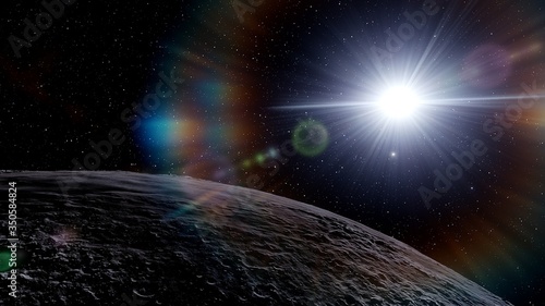 Fotografie rocky surface of a distant planet, surface of an exo planet, canyons on an alien