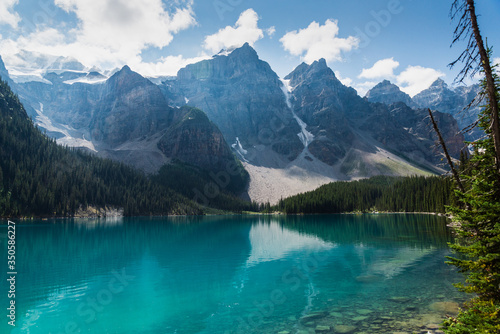 Moraine Lake nature scenery inside Banff National Park  Alberta  Canada