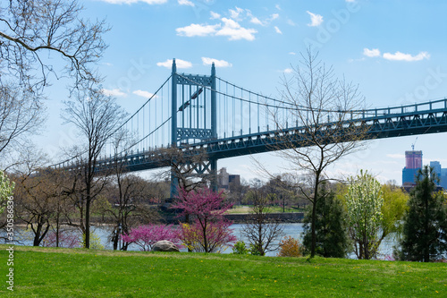 Riverfront on Randalls and Wards Islands with Colorful Plants and Flowers during Spring with a view of the Triborough Bridge © James