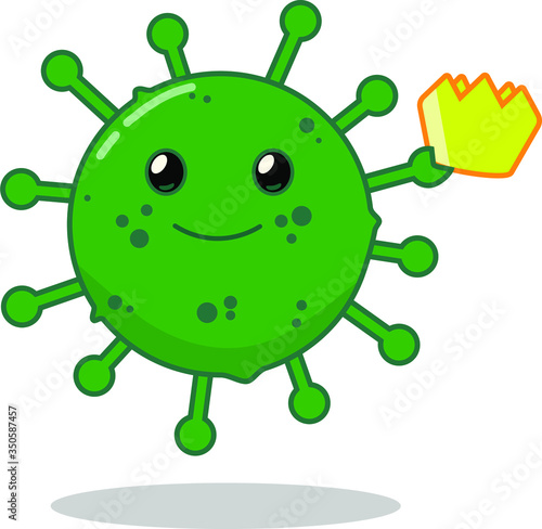Funny bacteria with a crown. Wash your hands.