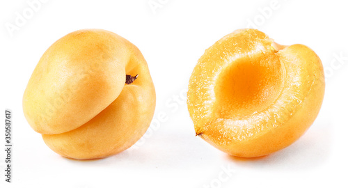 apricot with slice retouched and isolated white background