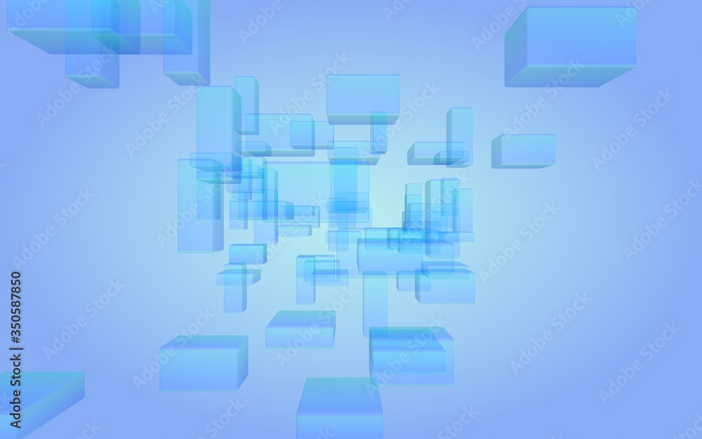 Blue and purple abstract digital and technology background. The pattern with repeating rectangles. 3D illustration Blue and purple abstract digital and technology background. The pattern with repeating rectangles. 3D illustration