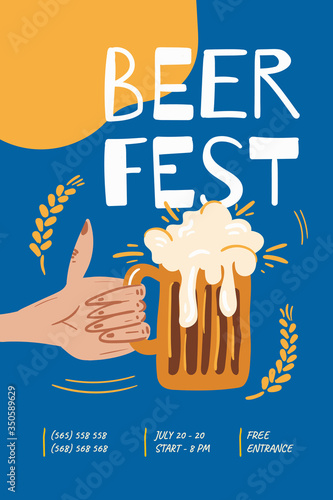 Set poster for the craft beer festival. Vector illustration in doodle style. Isolated on a white background. Party celebration in a pub.