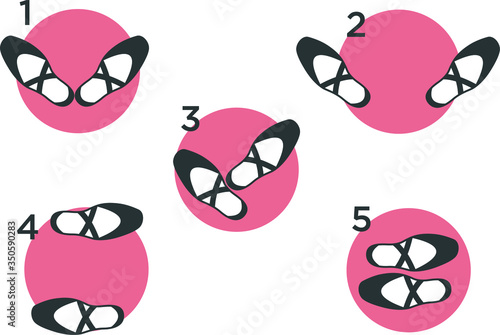 The five basic positions of ballet multicolor vector