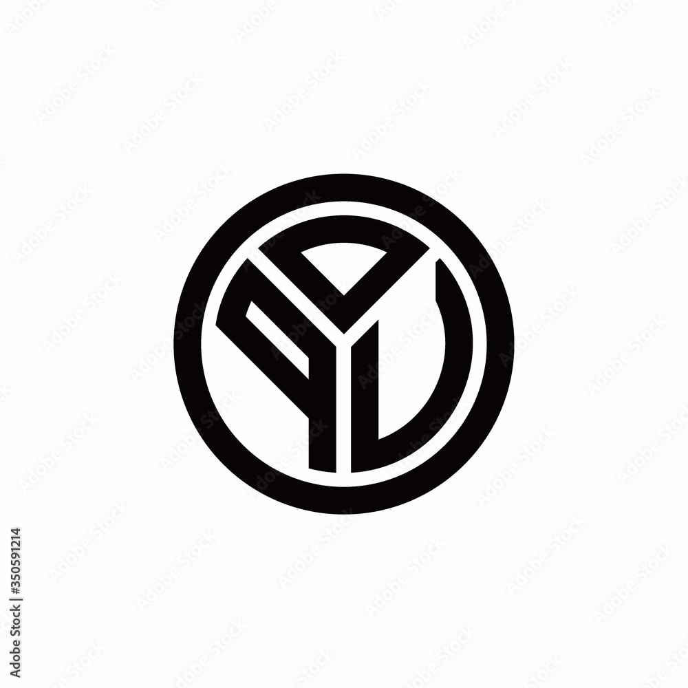 PV monogram logo with circle outline design template PV monogram logo with circle outline design template